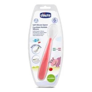 CHICCO Lyička silikón Soft 6m+ - červená