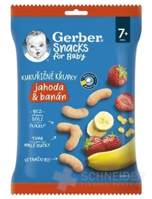 Gerber Snacks Kukuričné CHRUMKY Jahoda a banán