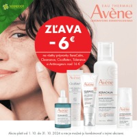 Zľava 6 € na rad prípravkov Avene Xeracalm, Cleanance, Cicalfate+, Tolerance a Antirougeurs pri nákupe nad 16 €