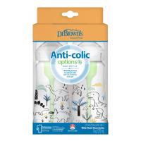 DR.BROWN'S Fľaša dojčenská Anti-colic Wide Neck Dino 270ml, 2ks