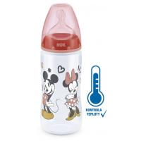 NUK FC+ fľaša Mickey s kontrolou teploty, 300 ml - červená