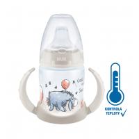 NUK Fľaša dojčenská na učenie s kontrolou teploty Macko Pú 150 ml béžová