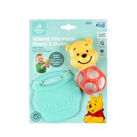 BRIGHT STARTS Hryzačka s hrkálkou Winnie the Pooh™ Hunny & Shake™ 2ks, 0m+
