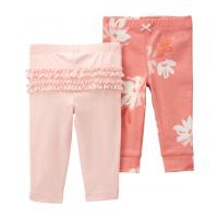 CARTER'S Tepláky/legíny Pink Floral dievča 2ks NB/ veľ. 56