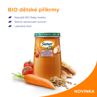 Sunar BIO príkrm ZELENINA, MORČACIE MÄSO, ŠOŠOVICA