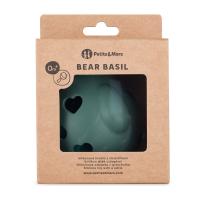PETITE&MARS Hračka silikónová s hrkálkou Bear Basil Misty Green 0m+