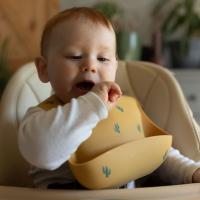 PETITE&MARS Podbradník silikónový Take&Match Green Dinos 6m+