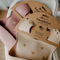 PETITE&MARS Podbradník silikónový Take&Match Dusty Rose 6m+