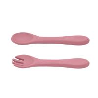 PETITE&MARS Príbor silikónový TAKE&MATCH Dusty Rose 6m+