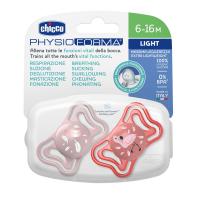 CHICCO Cumlík Physio Light silikónový dievča 6-16m, 2 ks