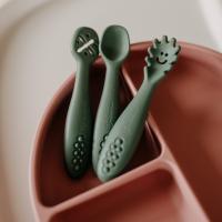 PETITE&MARS Set 3 ks silikónových tréningových lyžičiek Take&Match Frosted Sky 6m+