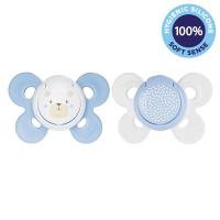 CHICCO Cumlík Physio Comfort silikónový 2-6m chlapec - macko/bodky 2 ks