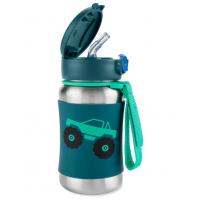 SKIP HOP Spark Style Fľaša so slamkou na vodu nerez Monster Truck 12m+