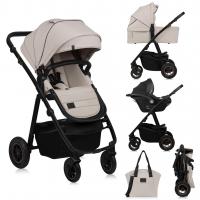 LIONELO Kočík kombinovaný Amber Plus 3v1 Beige Sand