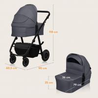 LIONELO Kočík kombinovaný Amber Plus 3v1 Grey Graphite