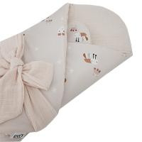 EKO Zavinovačka mušelínová s kokosovou vyberateľnou vložkou Bees Muselin Beige 75x75 cm