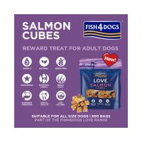 FISH4DOGS Maškrty pre psov LOVE s lososom - kocky 85 g