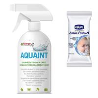 CHICCO Obrúsky vlhčené na cumlík 16 ks + AQUAINT 500 ml