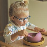 PETITE&MARS Set jedálenský silikónový TAKE&MATCH 2 ks tanier + miska Dusty Pink 6m+