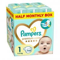 PAMPERS Premium Care Plienky jednorázové 1 (2-5 kg) 144 ks - pol mesačné balenie