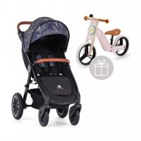 PETITE&MARS Kočík Street+ Air Oak + Strieška Limited 100 Palmtree + odrážadlo Uniq Pink