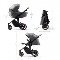 KINDERKRAFT SELECT Kočík kombinovaný 3v1 Prime 2 Shadow Grey, Premium + Fusak Jibot Charcoal Grey