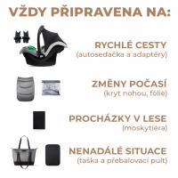KINDERKRAFT SELECT Kočík kombinovaný 3v1 Prime 2 Shadow Grey, Premium + Fusak Jibot Charcoal Grey
