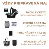 KINDERKRAFT SELECT Kočík kombinovaný 3v1 Prime 2 Shadow Grey, Premium + Fusak Jibot Charcoal Grey