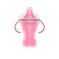 BABYONO Hrnček ergonomický s uškami 120 ml ružový 6m+