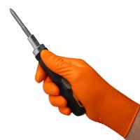 VELO STRONG GRIP Pevné nitrilové pracovné rukavice s pevným úchopom, veľ.XL, oranžové,50ks