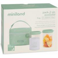 Miniland ECO-friendly Sklenené nádoby 2x250 ml s izotermickou taškou, Žabka