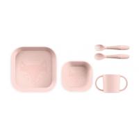 Miniland Dolce  5-dielny set na jedenie pre deti, štvorcový, ružový