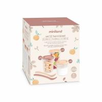 Miniland Valencia Hermeticky uzatvárateľné nádoby na potraviny s lyžičkami, 12x250 ml