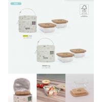 Miniland ECO-friendly Sklenené štvorcové nádoby 2x210 ml s izotermickou taškou, Žabka