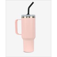 Runbott Latt Termohrnček s rúčkou a slamkou – 1000 ml, Pudrová ružová