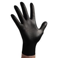 VELO STRONG GRIP Pevné nitrilové pracovné rukavice s pevným úchopom, veľ. XL, čierne, 50ks