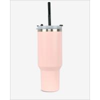 Runbott Latt Termohrnček s rúčkou a slamkou – 1000 ml, Pudrová ružová