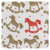 XKKO Organic Biobavlnená plienka 120x120, Rocking Horses Gold