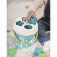 Miniland Vedierko s blokmi na triedenie tvarov, tyrkysové