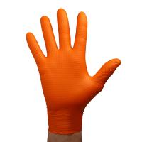 VELO STRONG GRIP Pevné nitrilové pracovné rukavice s pevným úchopom, veľ.S, oranžové, 50ks