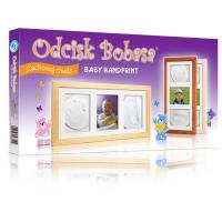 Baby Otisk Sada pre odtlačok, trojitý rám z hlinou - prírodný