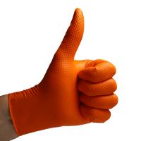 VELO STRONG GRIP Pevné nitrilové pracovné rukavice s pevným úchopom, veľ.L, oranžové, 50ks