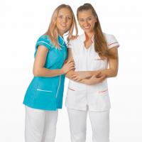 Primastyl Dámska zdravotnícka blúzka ZLATKA s farebným lemom, biela veľ. XL