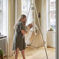 Membantu Basic Dvojitý hojdací vak pre dvojičky – Béžový