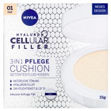 NIVEA Hyaluron Cellular Filler Cushion Ošetrujúci tónovací krém v hubke 3v1 01 svetlý, 15g