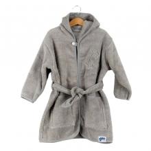XKKO BIO Bavlnený župan Organic - Grey Stars, 12-24m, šedý