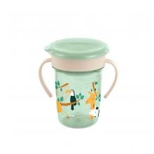 Miniland - Back to school Miniland Náučný pohárik so silikónovým náustkom - Džungľa - 260ml
