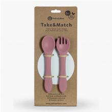 PETITE&MARS Príbor silikónový TAKE&MATCH Dusty Rose 6m+