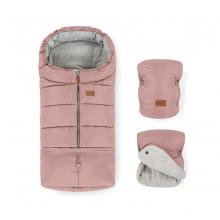 PETITE&MARS Set zimný fusak Jibot 3v1 + rukavice na kočík Jasie Dusty Pink
