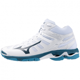 Mizuno Wave Voltage MID Pánska volejbalová obuv, biela/modrá, veľ. 42